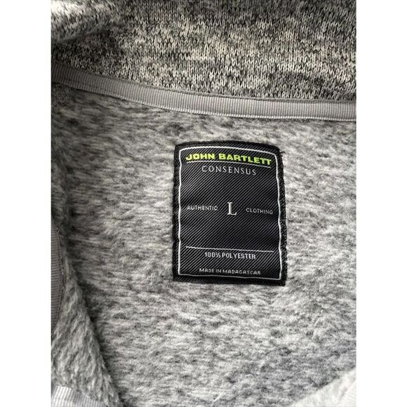 Mens John Bartlett Consensus Sweater Quarter Zip Gray Brushed Fleece Size L - Picture 5 of 5